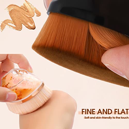 2 Pack Foundation Makeup Brush,Flat Top Kabuki Hexagon Face Blush,Flawless Foundation Brush Kabuki Brush For Blending Liquid Powder Cosmetics Cream,With Protective Case Easy To Carry (Black + Gold) #TOP3