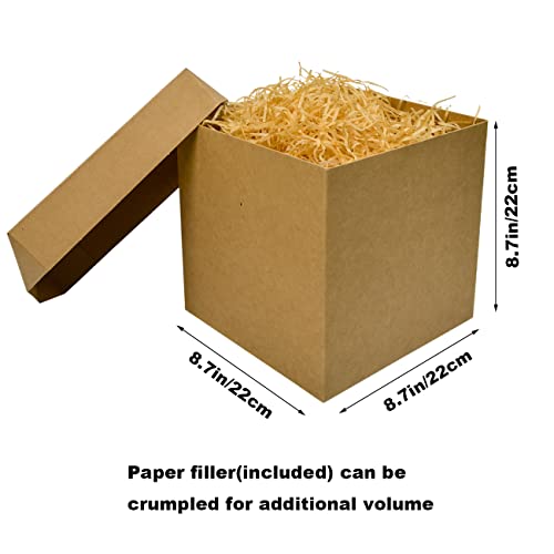 Elephant-Package Gift Box With Lid For Presents, Medium Brown Kraft Gift Box With Ribbon And Paper Filler- Collapsible, 8" 1 Pack #TOP1