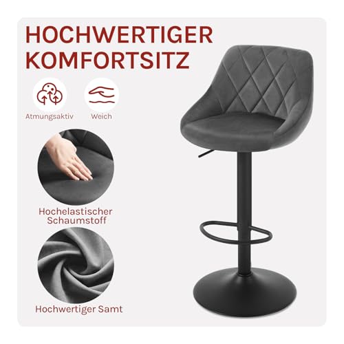 Barhocker mit Armlehne von Woltu, gepolstert und höhenverstellbar