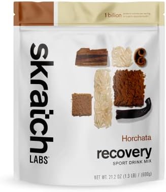 Skratch Labs Post Workout Recovery Drink Mix with Horchata, (21.2 oz, 12 Servings) with Complete Milk Protein of Casein and Whey and Probiotics, Gluten Free, Kosher, Vegetarian