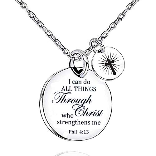 UOIPENGYI Christian Necklace Bible Verse Cross Pendant Prayer Charm Necklace Faith Religious Jewelry for Women Girls