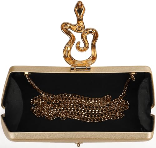 Image of Women's Formal Evening Clutch Purse Synthetic Leather with Snake Clasp, Detachable Strap for Wedding, Prom, Party