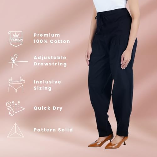 Image of Happy Bunny Salwar Pant - Modern Style Pure Cotton for Women - Ethnic Semi Patiala Trouser - Office,Home - All Day Comfort Wear with Drawstring