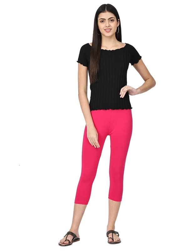 Image of Robinbosky Premium Stretchable Cotton Capri Legging for Women | Suitable for Formal wear & Casual wear | High-End Elastic Makes. The Leggings Squat Proof and Durable for Travel, Yoga, & Workout.