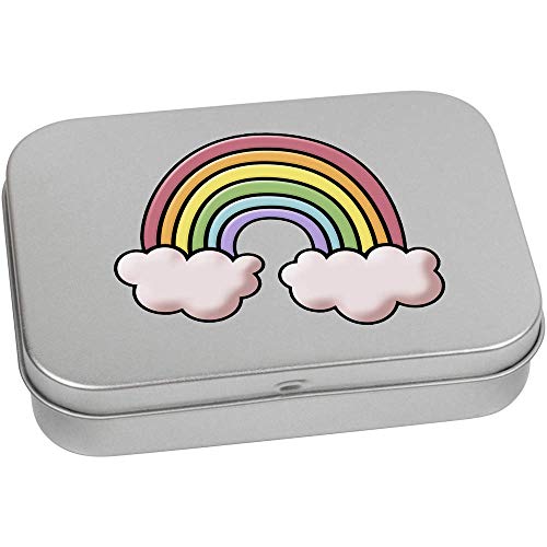 Azeeda 110mm 'Rainbow & Clouds' Metal Hinged Tin/Storage Box (TT00107010)