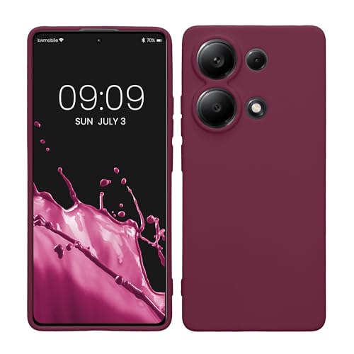 kwmobile Handyhülle für Xiaomi Redmi Note 13 Pro 4G Hülle - weiches Handy Silikon Case - Schutzhülle Cover - Bordeaux Violett