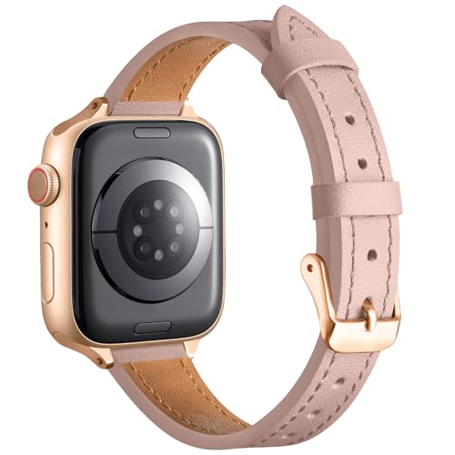 DGege Slim Leather Band Compatible with Apple Watch Band for Women 38mm 40mm 41mm 42mm 44mm 45mm 46mm 49mm,Top Genuine Leather Thin Watch Wristband for iWatch Ultra Series 10/9/8/7/6/5/4/3/2/1/SE - image 2