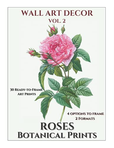 Wall Art Decor: Botanical Prints of Roses - 30 Ready
