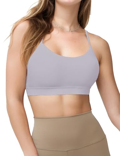 Image of Buauty 2 Packs Y Back Sports Bra for Women, Low Impact Padded Racerback Spaghetti Strap Bras, Workout Yoga Tops