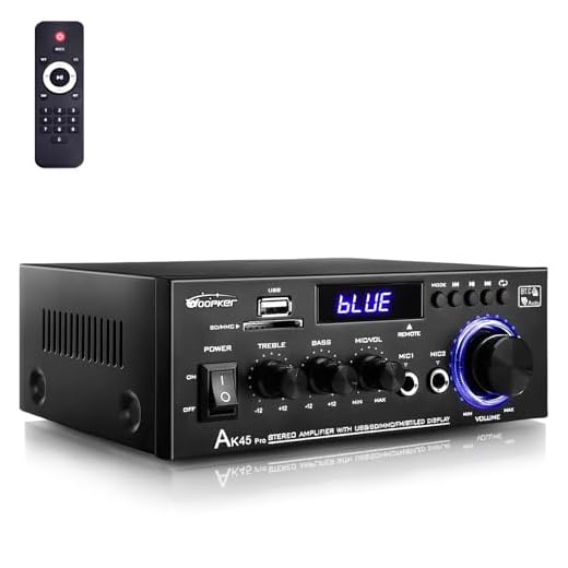 WOOPKER AK45 Pro Amplifier Home Audio Stereo Receivers with Bluetooth 5.0,Max 400W,2.0 Channel Stereo Amplifier System for Home Theater Speakers, Karaoke,Garage,Home Amp with USB,SD,RCA,2 MIC in