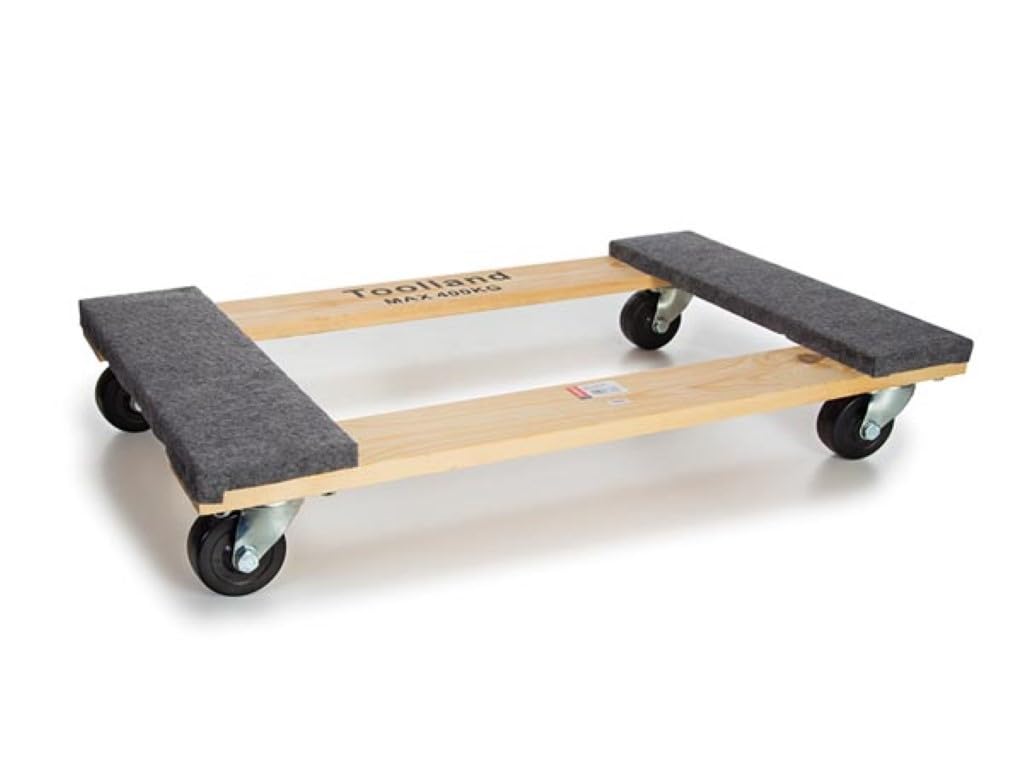 Toolland Plataforma con Ruedas Resistente con Base Grande de Madera 76 x 46 cm, 4 Ruedas giratorias y protección de Fieltro, Ideal para Transportar Muebles y Cargas Pesadas hasta 400 kg