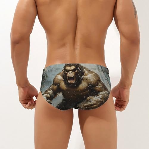 Angry Bigfoot Snowstorm Mens Swim Briefs Sexy Bikini Swimwear Bathing Suits Trunks2