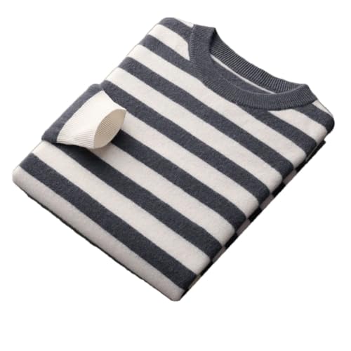 Men's Pullover Sweater O-Neck Long Sleeve Striped Contrast Loose Casual Pullovers Tops