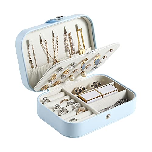 CASEGRACE Joyero para mujer, organizador de joyas de viaje de doble capa para collares, aretes, anillos, estuche de joyería