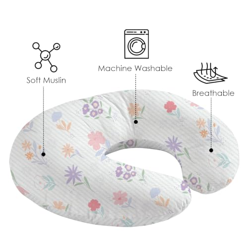 Image of Little Grape Land 100% Cotton Muslin Nursing Pillow Covers 2 Pack, (Garden)