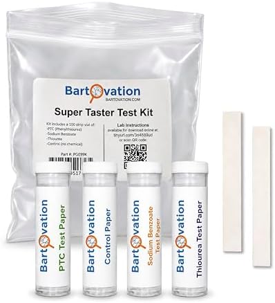 Bartovation Super Taster Test Genetics Lab Kit With Instructions, Phenylthiourea (Ptc), Sodium Benzoate, Thiourea And Control [Each Vial Includes 100 Paper Strips]