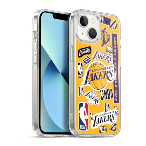Head Case Designs sous Licence Officielle NBA Collage Autocollants Los Angeles Lakers Coque en Gel [Protection de Qualité Militaire] Compatible avec Apple iPhone 13