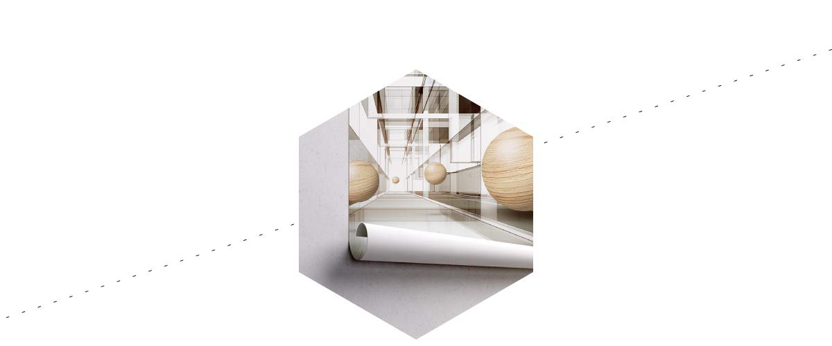 Muralo Carta da Parati 3D, Tunnel, Sfere, Effetto Legno - 210x315 cm | Fotomurale fotografico ad alta definizione, disponibile in tessuto non tessuto o autoadesivo, posa facile, arredo moderno