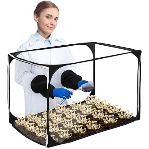 Still Air Box, Mushroom Grow Kit, Portable Compact Still Air Box Mycology for Mushroom Lovers, Mushroom Fruiting Chamber for Mycology Supplies/Home Scientists (35.5x23.5x23.5 inch) - Black Cover