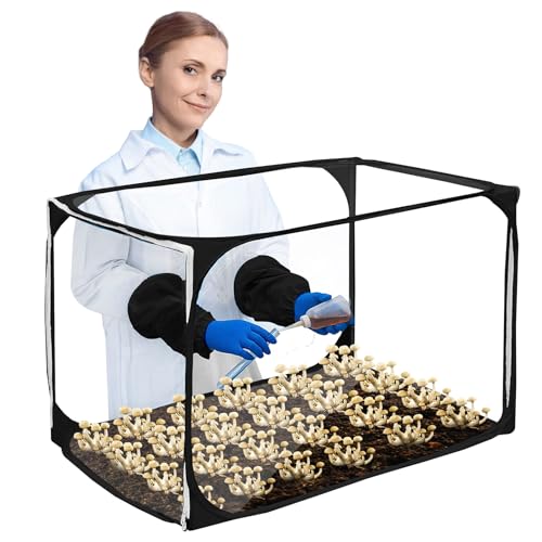 Still Air Box Mushroom Grow Kit Portable Compact Still Air Box Mycology for Mushroom Lovers Mushroom Fruiting Chamber for Mycology Supplies/Home Scientists (35.5x23.5x23.5 inch) - Black