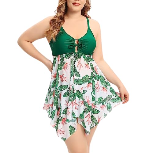 Image of Plus Size Floral Printed Two Pieces Swimsuits - XL - 8XL