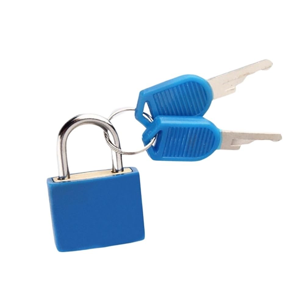 Padlock 2PCS 23MM Coloured Small Suitcase Padlock Cabinet Door Bookbag Home Lock(23mm Blue)
