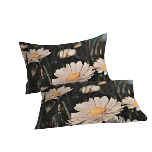Imprimé 3D fleurs blanches housse de couette king 220x240cm en microfibre douce texturée