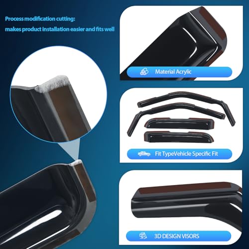 Image of Nilight in Channel Rain Guards for Ford F150 Raptor 2015-2020 Super Cab