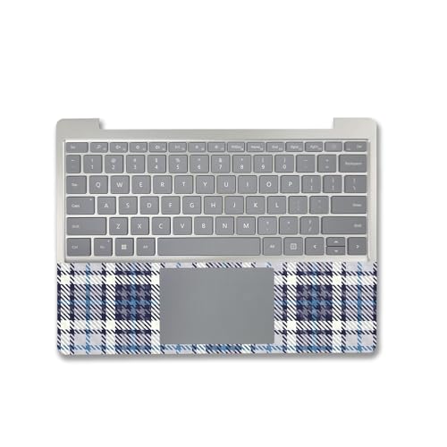 Image of MightySkins Carbon Fiber Skin Compatible with Microsoft Surface Laptop Go 3 (2023) Full Wrap Kit - Blue Plaid | Protective, Durable Textured Carbon Fiber Finish | Made in The USA