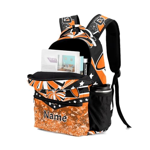 Personalized Cheer Orange Cheerleader Shoulders Bags Daypack with Name School Bookbag for Sports Party Traveling4