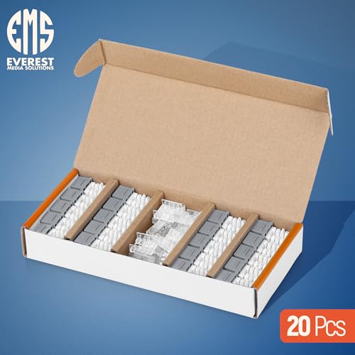 Image of Everest 90 Degree RJ45 Cat6A Keystone Jacks Slim Profile 20-Pack Gray