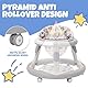 3in1 Baby Lauflernwagen(mit Spiel-Aktivitätscenter,Esstablett und Fußmatten),Höhenverstellung,Anti-O-Beine-Design,Robuster und Langlebiger Lauflernwagen,Baby Walker ab 6 Monate, Faltbar(Grau)