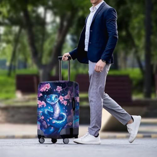 Image of Mumeson Peach Blossom Snake Luggage Cover for Suicase Fits 18-32 Inch Suitcase Dust Protector Luggage Protective Stain Resistant Baggage Gear Covers