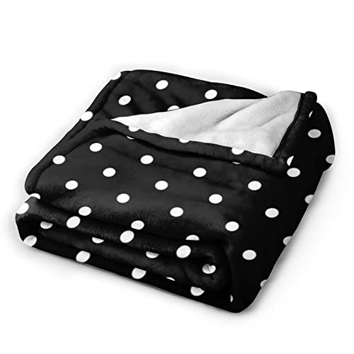 Black White Polka Dot Blanket Animal Plush Warm Throw Blanket Soft Comfort For Sofa Chair Bed Office Travelling Camping 50" X 60" #TOP1