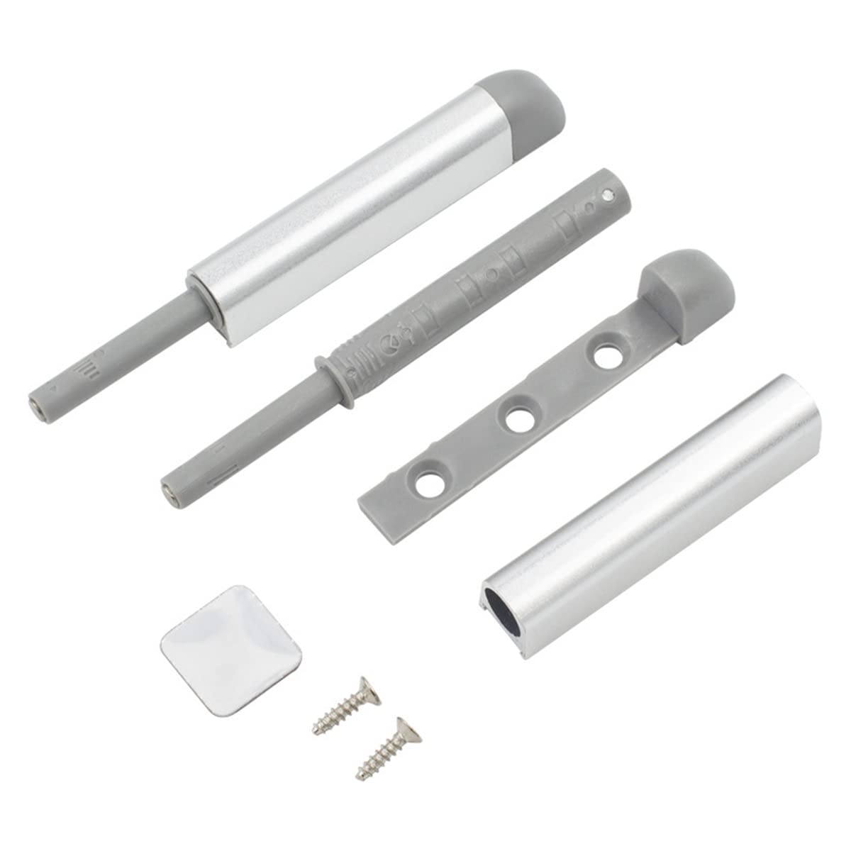 Qrity 2pcs Magnetic Push Latches Push Touch Latch Push Open Door Catches Modern Stylish for Cabinets Cupboard Wardrobe-Silver