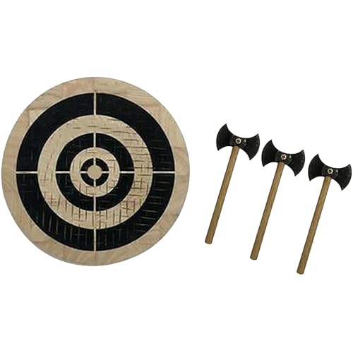 Axe Throwing Game Set, Wooden Frisbee And 3 Small Axes, Indoor/Outdoor Safe Wood Target Game For Holidays, For Wall Decoration Party Outdoor