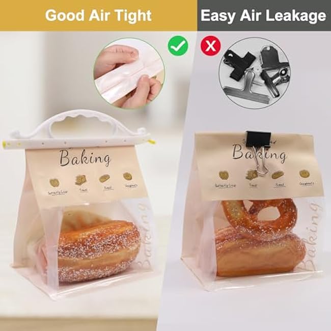 SumDirect Food Bag Clips,12-Piece Reusable Air Tight Chip Clips with Handle - Multi-Size Clips for Bread Snack Bags, Moisture Resistant Kitchen Storage (Medium)