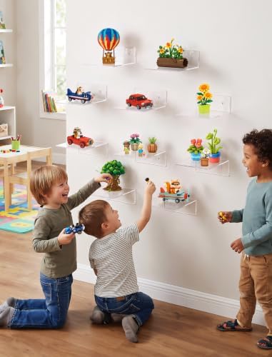 NiHome 12-Pack Acrylic Floating Shelves for LEGO Building Block Cars - 4