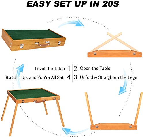 Koolr Portable Folding Mahjong Table,Folding Wooden Mahjong Table,Mahjong Mini Travel Board Game,With 144Pcs 26Mm/30Mm Mahjong Set, For Both Indoor & Outdoor Use,With 30Mm Mahjong #TOP4
