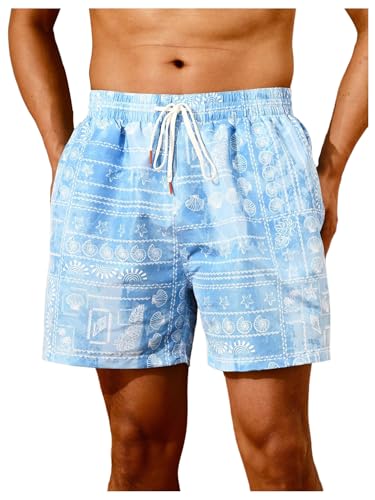 SOLY HUX Men's Swim Trunks Graphic Print Drawstring Waist Beach Board Shorts with Pockets
