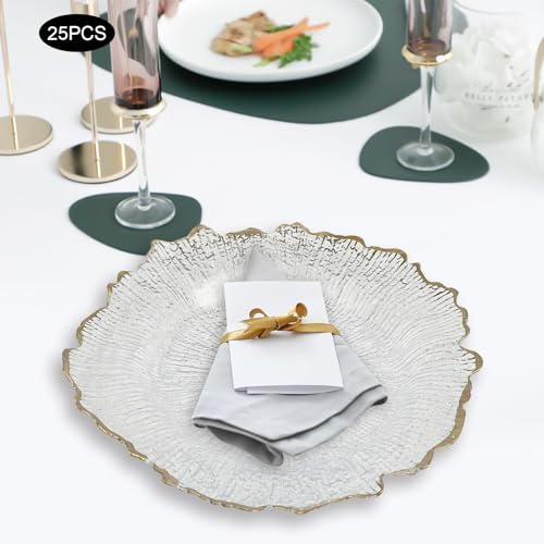 Platos base transparentes con borde dorado 25 pzas 13 pulg miniatura 4