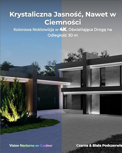 Reolink 4K 12-Kanałowy System Kamer Bezpieczeństwa, 4 Kamery K/8MP, Wi-Fi 6, Kolorowy Noktowizor, Wykrywanie Osób/Pojazdów/Zwierząt, 12-Kanałowy Rejestrator NVR Wi-Fi, Dysk Twardy 2 TB, RLK12-800WB4