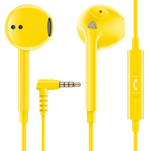 Ludos Zenith Auriculares In Ear con Cable y Microfono, 2 Años de Garantía, Auricular con Jack, Cascos Musica con Graves Potentes, para iPhone, iPad, Samsung, Xiaomi, Huawei, Gaming - Amarillo