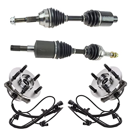 TRQ Front Drivetrain Kit CV Axle Shaft Assembly Wheel Hub Bearing Assembly Compatible with 2002-2007 Jeep Liberty