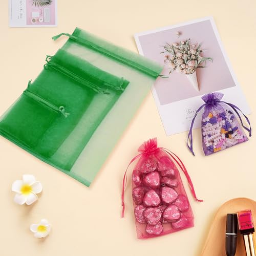 Image of 50PCS Organza Bags 3x4 Multicolor, Small Gift Bags for Jewelry Candy Goodie Treat Sachet, Mesh Gift Bag Drawstring for Wedding Graduation Baby Shower Party Favors, Gifts Wrapping Supplies