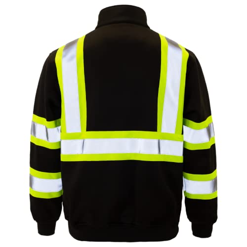 JORESTECH Safety Sweater Reflective High Visibility Black 1/4 Zipper ANSI3