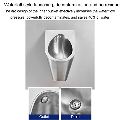 Orinatoio moderno a parete All-in-Oneal, acero inoxidable, descarga sin contacto, resistente y anti-obstrucción, detección de agua de salida, fácil de limpiar miniatura 7