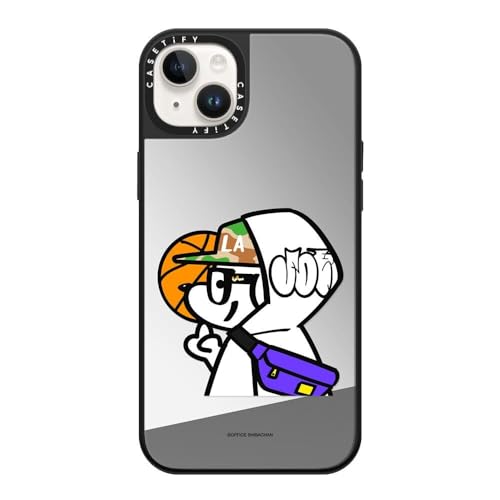 CASETiFY �~���[ iPhone 14 Plus �P�[�X [1.5m����̗����������N���A/MagSafe �ɑΉ�] - What's UP JOHN! (Basketball player) - �V���o�[ (�u���b�N�o���p�[)