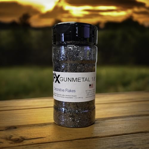 Craft and Floor Flakes - 2 oz - Craft Glitter - Chunky Glitter for Crafts - Sparkles - Fine Glitter Flakes - Large Glitter and Sparkles for Crafts (Gunmetal Glitter)