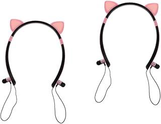 2 Conjuntos De Fones De Ouvido De Gato Fone De Ouvido Para Meninas Fones De Ouvido + Fone De Ouvido Com Luz LED Fone De Ouvido De Música Fone De Ouvido Intra-Auricular Fone